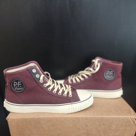 Mens Size 8/Womens Size 9.5 P.F. FLYERS Maroon High-Top Sneakers - Picture 6 of 12
